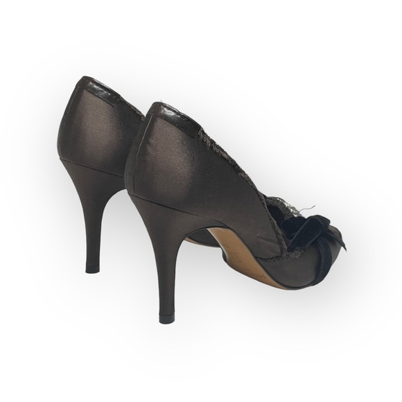 Pedro Garcia ☀︎︎ Swarovski Crystal Silk Peep Toe Pumps ☀︎︎ Cedar Brown ☀︎︎ 38 - Picture 3 of 16